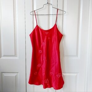 Y2k Boudoir Red with Embroidered Hearts Nightgown Large 2000s Inner‎ Most